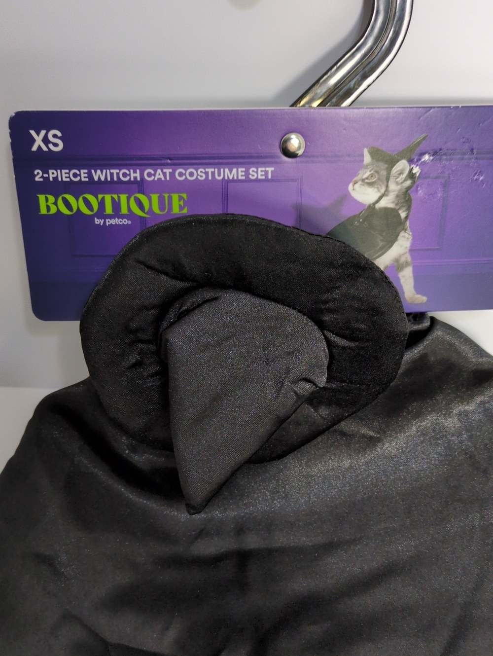 NWT Bootique 2-Piece Witch Cat Costume Set XS Black Cape & Hat Pet Outfit